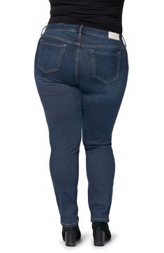 Mid-rise jeans cut from stretch denim are designed in an inky wash for versatile day-to-night appeal. 30" inseam; 14" leg opening; 10 1/4" front rise; 18 1/2" back rise Zip fly with button closure Five-pocket style 98% cotton, 2% spandex Machine wash, tumble dry Imported Dark Wash Straight Leg Jeggings With Five Pockets, Denim Straight Leg Jeggings, Mid Rise Boyfriend Jeans, Jeans Mid Rise, Designer Jeans, Mid Rise Jeans, Contrast Stitch, Boyfriend Jeans, Stretch Denim