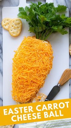 a cheese ball on a cutting board next to crackers and parsley