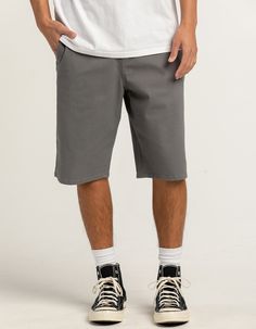 Rsq Long Chino Shorts. Falls To The Knee. Slant Hand Pockets. Zip Fly. Button Waist. Dual Back Welt Pockets With Rsq Logo Flag At Left Side. Approximate Inseam: 10". Approximate Outseam: 21". 68% Cotton 30% Repreve Recycled Polyester 2% Elastane. Machine Wash. Imported. | Rsq Long 10" Chino Shorts Casual Relaxed Fit Short Bottoms, Casual Short Bottoms With Relaxed Fit, Casual Bottoms With Relaxed Fit And Short Inseam, Casual Shorts With Button Closure, Casual Bottoms With Button Closure And Short Leg, Casual Bottoms With Button Closure, Summer Bottoms With Button Closure And Short Inseam, Casual Cotton Bermuda Bottoms, Casual Bermuda Cotton Bottoms