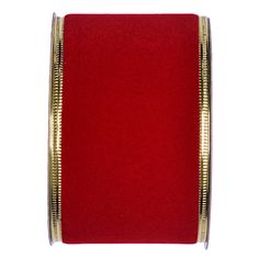 a close up of a red and gold case