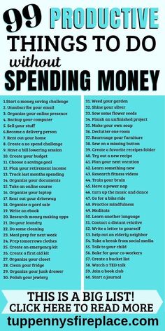 a blue poster with the words 99 progressive things to do without spending money on it