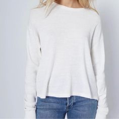 Nwot Re/Done Thermal Long Sleeve - Vintage White Size Medium. Retails $160. A Simple Pullover With A Slightly Boxy Shape From Re/ Done, One Of Our Fave Labels For Super-Soft Basics. Pair This Top With Faded Denim For A Weekend Look That's Easy Yet Effective. Will Be One Of Your Favorite Comfy Tops This Fall And Winter. Fabric: Mid-Weight Thermal Knit, Waffle Knit Waist-Length, Pullover Style, Ribbed Trim Crew Neck And Long Sleeves Material: 100% Cotton # 2820 *Currently I’m Unable To Provide Any White Relaxed Tops For Fall, Relaxed White Tops For Fall, Effortless White Top For Fall, Effortless White Fall Top, Everyday Cream Soft Knit Tops, Cream Soft Knit Top For Everyday, Everyday Soft Knit Cream Tops, Winter White Tops For Layering, Soft Knit Tops For Everyday Wear