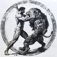 Greek Tattoo Outlines Greek Mythology Tattoos Fine Line, Stoicism Tattoos For Men, Men’s Greek Mythology Tattoos, Greek Mythology Tattoos Hercules, Hercules Tattoo Design Greek Mythology, Greek God Warrior Tattoo, Hercules Tattoo Sleeve, Matching Brother Tattoos For Men, Baroque Tattoo Design