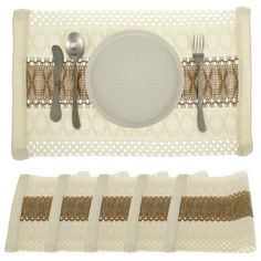 the place setting is ready to be served with silverware and utensils on it