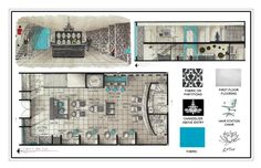 the floor plan for an apartment with blue accents