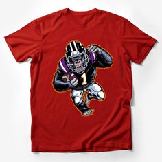 Gorilla Football Player Graphic Tee, Sports Fan T-Shirt, Athletic Mascot Design, Casual Streetwear, Unisex Shirt Male T-Shirt Custom graphic T-Shirt.Customize your color Football Season Fan Apparel T-shirt With Crew Neck, Sporty T-shirt With Football Season Screen Print, Fan Apparel T-shirt For Sports Season, Crew Neck, Sporty Crew Neck T-shirt For Fan Gear, Cotton T-shirt For Football Season Sports, Cotton T-shirt For Football Season, Football Season Sports T-shirt Crew Neck, Football Season Crew Neck Sports T-shirt, Football Season Sports Fan T-shirt With Moisture-wicking