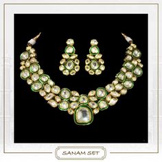 (1) Salam Bridal Set - Kundan Polki Set with Emeralds Beads – bAnuDesigns Elegant Kundan Sets For Ceremonial Occasions, Elegant Ceremonial Jewelry With Mirror Work, Elegant Kundan Jewelry Sets With Gota Work, Formal Kundan Jewelry With Gota Work, Elegant Lehenga With Stone Work For Gift, Elegant Lehenga With Stone Work As Gift, Elegant Kundan Necklace With Gota Work For Ceremonial Occasions, Elegant Ceremonial Kundan Necklace With Gota Work, Elegant Ceremonial Kundan Lehenga