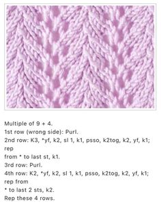 the knitting pattern is shown with instructions to knit it