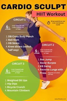 the cardio sculpt workout poster shows how to do it in 3 easy steps