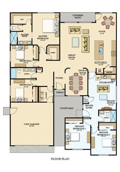 the floor plan for a two bedroom, one bathroom apartment with an attached kitchen and living room