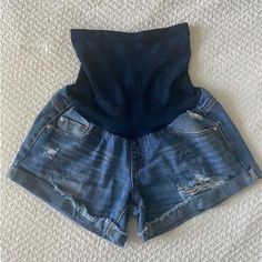 Distressed, Blue Size Medium Jessica Simpson Maternity Shorts New Without Tags Denim Maternity Wear Bottoms, Maternity Denim Bottoms Bump Friendly, Stretch Denim Maternity Bottoms, Casual Maternity Bottoms For Summer, Casual Summer Maternity Bottoms, Maternity Denim Bottoms In Medium Wash, Maternity Wear Medium Wash Denim Bottoms, Stretch Denim Shorts With Elastic Waistband, Spring Maternity Denim Bottoms