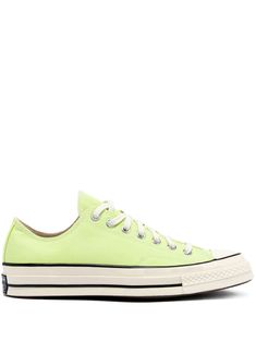 lime green cotton canvas piped-trim detailing eyelet detailing round toe front lace-up fastening rubber toecap branded heel counter branded insole flat rubber sole Spring Green Sneakers With Rubber Sole, Green Rubber Sole Sneakers For Spring, Green Sneakers With Rubber Sole For Spring, Green Canvas Sneakers With Contrast Sole, Yellow Converse Canvas Sneakers, Green High-top Canvas Shoes With Rubber Sole, Converse Low-top Textile Sneakers, Green Spring Sneakers With Laces, Spring Green Sneakers With Laces