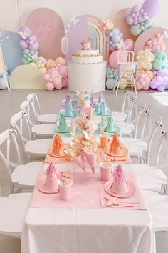 a table set up for a princess party