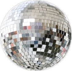 a shiny disco ball is shown in the middle of an image with white and black squares on it