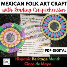 This Hispanic Heritage Month (Cinco de Mayo too!) activity is a fun and creative way to celebrate and study Mexican folk art as a part of the month-long celebration (September 15-October 15). Students can enjoy making a Mexican mirror craft and also reading about Mexican mirrors with a Reading comprehension activity/color coding task. A great Arts integration activity for Hispanic Heritage Month and would be a wonderful bulletin board display. Mexican Mirror, Mexican Mirrors, Hispanic Heritage Month Crafts, Mirror Craft, Mexico Crafts, Hispanic Heritage Month Activities, Class Art Projects, 15 October, Flag Coloring Pages