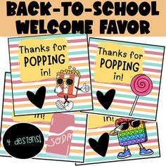 back - to - school welcome card for popping in with pops and lollipops