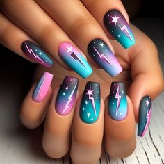 Retro Nail Ideas, Gel Nail Designs For Summer, Statement Nails, Nail Designs For Summer, Pink Nail Art Designs, Fake Nails Designs, Halloween Acrylic Nails, Hard Nails, Fancy Nails Designs