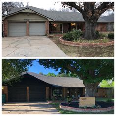 before and after photos of a home in the suburbs