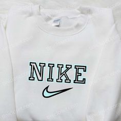 Custom Nike Embroidered Shirt, Custom Nike Embroidered Shirt, Best Birthday Gift Ideas Sporty Embroidered Long Sleeve T-shirt, White Embroidered T-shirt For College, Trendy Long Sleeve T-shirt With Embroidered Logo, Cute Embroidered Logo Sweatshirt For Streetwear, Sporty Long Sleeve T-shirt With Embroidered Logo, White Embroidered Logo Top For College, White Embroidered Sporty Sweatshirt, Trendy Hoodie With Letter Embroidery And Crew Neck, Trendy Crew Neck Hoodie With Letter Embroidery