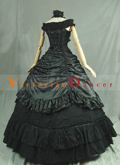 Black Victorian Period Dress Vampire Halloween Party Ball Gown   Condition: Brand New  Color: amp;nbsp; As Picture  Material: Satins  Silhouette: Ball Gown  Sleeve Length: Sleeves  Dresses Length:Floor-Length  Neckline:Slash neck  Decoration: Lace  Style: Vintage  Includes: Dress    amp;nbsp; Historical Dresses Victorian, Vampire Halloween Party, Gothic Victorian Dresses, Victorian Dresses, Vampire Halloween, Dress Ball Gown, Period Dress, Victorian Period, Theatre Costumes