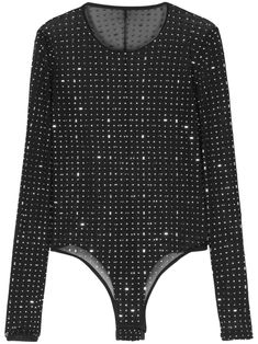 black mesh design semi-sheer construction crystal embellishment round neck long sleeves elasticated cuffs snap-fit fastening at the crotch high cut Just a reminder that this piece must be tried on over your own garments. Embellished Bodysuit, Bodysuit Black, Just A Reminder, Mesh Design, Crystal Embellishment, Black Bodysuit, High Cut, Black Mesh, Size Clothing