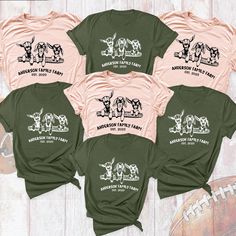 four t - shirts with the words american family on them