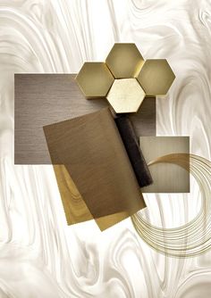 an abstract background with gold, brown and white colors in the center is a design that resembles hexagonal shapes