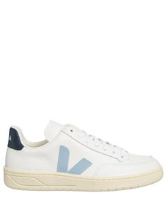 PRICES MAY VARY. Rubber sole Heel measures approximately 1 inches" Veja women V-12 sneakers white - steel - nautico XD0203302A Veja Women, Navy Sneakers, Interior Logo, Veja Sneakers, Sneakers Women, Leather Pattern, Kids Luggage, Leather Logo, Solid Colour