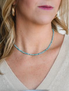 Turquoise 16 tiny intentions gemstone necklace Hand-strung Blue Turquoise Necklace, Beaded Turquoise Howlite Necklace, Turquoise Howlite Beaded Necklace With Gemstone Beads, Turquoise Howlite Gemstone Beaded Necklaces, Turquoise Howlite Gemstone Beaded Necklace, Turquoise Beaded Necklaces For Healing, Turquoise Amazonite Single Strand Necklace, Blue Howlite Beaded Necklaces As Gift, Turquoise Single Strand Necklace In Amazonite