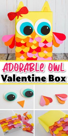 an adorable owl valentine box made out of construction paper