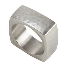 a stainless steel ring with dots on the outside and an inner circle in the middle