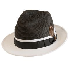 BLACK/WHITE Straw Fedora, Fedora, Two Tone, Straw, Two By Two, Black And White, Hats, Black, Clothes