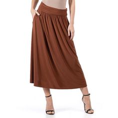 You'll love the look and feel of this women's 24Seven Comfort Apparel foldover maxi skirt with pockets. Click on this WOMEN'S GUIDE to find the perfect fit and more! You'll love the look and feel of this women's 24Seven Comfort Apparel foldover maxi skirt with pockets. Click on this WOMEN'S GUIDE to find the perfect fit and more! FEATURES 2 side pockets Straight hem Elastic waistbandFIT & SIZING A-line silhouette 33-in. length Maxi length hits at the ankle Midrise sits on the high hipFABRIC & CA Maxi Skirt With Pockets, Chic Skirt, Midi Skirt With Pockets, Chic Skirts, Womens Maxi Skirts, Feminine Silhouette, Skirt With Pockets, Hem Style, Bottom Clothes