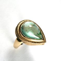 High Quality New Cocktail Gold Ring Unique Polished Emerald Ring For Formal Occasions, Elegant Recycled Gold Rings For Formal Occasions, Elegant Formal Rings In Recycled Gold, Formal Teardrop Emerald Ring, Luxury Recycled Gold Rings For Formal Occasions, Luxury Teardrop Emerald Ring For Gift, Luxury Teardrop Emerald Ring As Gift, Timeless 14k Gold Emerald Ring With Polished Finish, Formal Recycled Gold Open Ring Jewelry