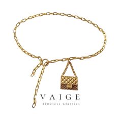 VAIGE Gold Chain Belts Small Metal Mini Bag Adjustable Elevate your style with the VAIGE Gold Chain Belts Small Metal Mini Bag, the ultimate accessory for any fashion-forward individual. Designed to complement both everyday outfits and special occasion attire, this chic piece is a must-have in your wardrobe. Key Features: Elegant Vintage Style: The luxurious gold chain design adds a touch of sophistication, making it perfect for various events. Adjustable Fit: With a belt size of 110*1cm, this a Elegant Gold Chain Belt As Gift, Elegant Gold Chain Belt Fashion Accessory, Elegant Chain Link Belt As A Gift, Gold Metal Chain Belt As A Gift, Gold Metal Chain Belt For Gift, Trendy Adjustable Chain Belt As Gift, Elegant Chain Bracelet As Gift, Trendy Chain Bracelet As Gift, Chic Gold Chain Belt As Gift