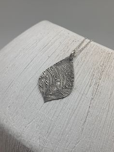 Silver Metal Clay, Moroccan Boho, Precious Metal Clay, Necklace Flower, Teardrop Pendant, Metal Clay, Silver Diamonds, Fine Silver, Boho Jewelry