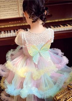 Boutique Rainbow Ruffled Butterfly Patchwork Tulle Kids Girls Dresses Sleeveless Whimsical Clothes, Butterfly Patchwork, Mens Fashion Country, Sweet Pictures, Shake Shake, Street Dress, Floral Sleeve, Summer Dress Outfits, Dresses Kids Girl