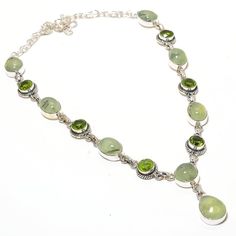 Prehnite & Peridot Gemstone Necklace, 925 Silver Plated Necklace,Oval Prehnite and Round  Peridot Shape Stone Jewelry, Gift For Her Please note : As this stone is natural, texture of every stone is different. so, the product you get in hands may slightly vary from the picture shown and not exact same as picture . And this is the beauty of each necklace being different than other. If any query, feel free and contact me. Crafted with the help of trained and experienced artisans team , our products Elegant Lime Green Gemstone Necklace, Green Peridot Gemstone Necklace, Formal Peridot Gemstone Necklaces, Peridot Gemstone Necklaces, Green Peridot Necklace For May Birthstone, Green Jewelry With May Birthstone Stones, Green May Birthstone Jewelry With Stones, Lime Green Peridot Jewelry For May Birthstone, Lime Green Peridot Necklace For May Birthstone