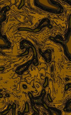 an abstract painting with black and gold colors on the bottom half of it, which looks like waves