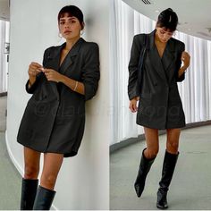 Weworewhat Satin Lapel Long Sleeve Blazer Romper In Black Mid-Weight, Non-Stretch Suiting. Notched Satin Lapels And Boxy, Double-Breasted Button Placket. Long Sleeves With Decorative Button Cuffs. Padded Shoulders. Hook-And-Eye And Hidden Zip At Waist. Welt Front Pockets ~~Bundle 2 Or More Items For Further Discount!~~ Formal, Event, Minimal, Trendy, Androgynous, Neutral, Going Out, Cocktail, Revolve, Blogger, Party, Menswear, Special Occasion, Wedding, Dress, Wardrobe Nyc, Tuxedo Suit, Jacket, Fall Office Lady Suits In Solid Color, Fall Office Lady Solid Suits, Fall Office Lady Solid Color Suits, Fall Season Solid Color Office Lady Suits, Tailored Black V-neck Outerwear, Elegant Long Sleeve Suits For Fall, Black Blazer Dress For Business, Black Office Lady Blazer For Business, Notch Lapel Blazer Dress For Office