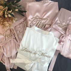 Personalized Bride & Bridesmaid Robe, Embroidered Bride Kimono It is the perfect Bridesmaids' gifts ! Our gorgeous silk robes are the perfect item to gift to your bridal party. Everyone from your maid of honor to the Mother of the Bride will love these! They are the perfect item to slip on and wear while getting ready for the big day! These stunning Personalized satin Bridal party robes make the perfect addition to your wedding photos. PRODUCT DETAILS - Color Options: White & Pink - Size: Small Bride Kimono, Bridesmaids Gift Sets, Matching Robes, Bridesmaid Dressing Gowns, Bridal Party Robes, Personalized Bride, Bridesmaid Robes, Team Bride, Bridal Party Gifts