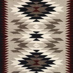 an old navajo rug with red, brown and white colors