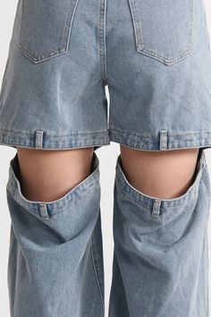 These high waisted jeans provide a cool, fashion-forward look with their wide legs, thigh cuts, and pockets. Find your perfect fit with the adjustable waist for an edgy style you'll love.Fabric: Cotton, Polyester Blue High Waisted Jeans, Edgy Style, High Waisted Jeans, Swimwear Cover Ups, Swimwear Cover, Wide Legs, Edgy Fashion, Swimwear Tops, Fabric Cotton