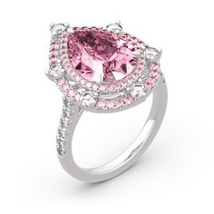 With grace and shimmer, this sparkling ring is a classic style that complements her sophisticated taste. Crafted in sterling silver, it features a brilliant pink stone wrapped in double halo frames of pink and white stones,bringing out its beauty and sparkle. Glamorous and classic, this exceptional ring will forever express your eternal love and undying commitment.Carat Weight: 6.05 ctStone Size: 9*13 mmStone Type: Jeulia® StoneNumber of Stones: 1 Stone Color: Fancy PinkStone Shape: PearCarat Weight: 2.051 ctStone Size: 2.5,1.7,1.3,1 mmStone Type: Jeulia® StoneNumber of Stones: 76 Stone Color: Diamond White, Fancy PinkStone Shape: RoundWeight: 6.84 gWidth: 22.55 mmHeight: 7.7 mmThickness: 2.95 mmMaterial: 925 SilverPlating Color: Silver Pink Teardrop Jewelry With Center Stone, Pear Shaped Pink Ring For Formal Occasions, Pink Pear-shaped Ring For Formal Occasions, Pink Pear-shaped Formal Rings, Formal Pink Pear-shaped Rings, Pink Teardrop Jewelry With Halo Setting, Pink Teardrop Halo Setting Ring, Jeulia Jewelry, White Stones