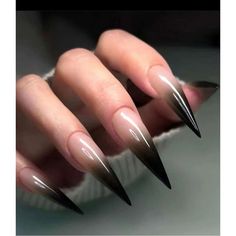 24 Piece Long Stiletto, Glossy Black Ombre Press On Nails With Included Nail File & One Sheet Of Nail Tape. ( For Best Results Use Nail Glue ) Long Black Nails, Stiletto Shaped Nails, Black Ombre Nails, Acrylic Nails Stiletto, Black Stiletto Nails, Nail Tip Designs, Sharp Nails, Gothic Nails, Claw Nails