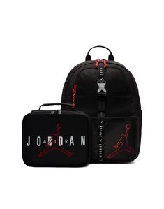 Jordan Air Lunch Backpack - Black Black Backpack With Ykk Zipper For Outdoor Activities, Black Backpack With Ykk Zipper For Outdoor, Black Backpack With Zipper Pocket For Outdoor Activities, Black Backpack With Zipper Pocket For Outdoor, Black Backpack With Ykk Zipper For Back To School, Black Sports Backpack With Zipper Closure, Black School Backpack With Ykk Zipper, School Backpack With Ykk Zipper In Black, Lunch Backpack