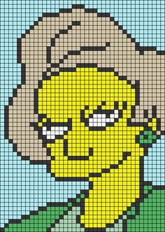 the simpsons character is made out of pixellated pixels, and it looks like he's wearing a hat