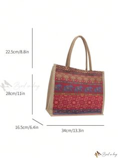 Bird in Bag - Premium Geometric Patterned Fabric Travel Bag with Spacious Capacity for a Fashionable and Relaxing Getaway Large Rectangular Hobo Bag For Daily Use, Bohemian Rectangular Shoulder Bag For Errands, Tote Bag Pattern, Shoulder Tote Bag, Bird In Bag, Patterned Fabric, Shoulder Tote, Casual Bags, Bag Pattern