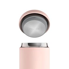 an image of a pink speaker with the word follow on it's front end