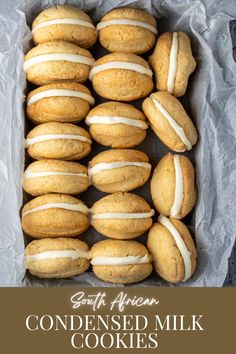 Condensed milk cookies lined up in a baking tray wrapped with baking paper. Sweetened Condensed Milk Cookies, Plain Biscuits, Condensed Milk Biscuits, Condensed Milk Cookies, Condensed Milk Recipes, Best Christmas Cookies